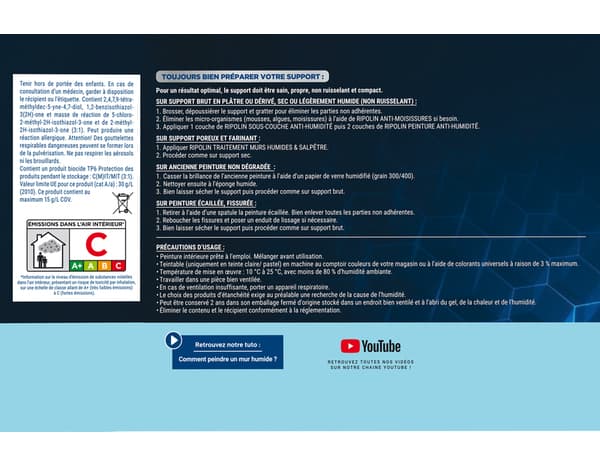 Miniature 2 de Peinture anti-humidité intérieur satin blanc 2,5 L - Ripolin