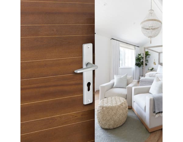 Poignée de porte "Cyriac" avec trou pour cylindre - Entraxe 195 mm - Cooke and Lewis