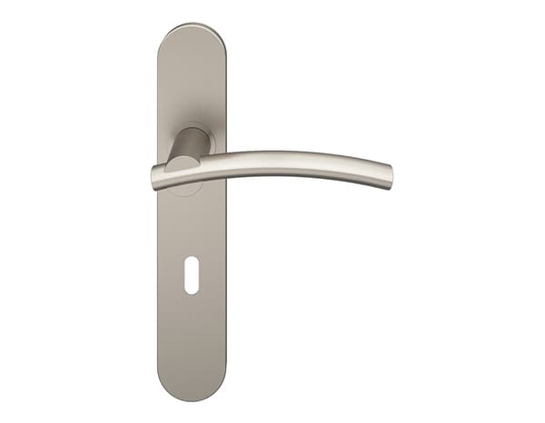 Miniature 3 de Poignée de porte "Lyderic" avec trou pour clé - Effet nickel - Entraxe 195 mm - Cooke and Lewis