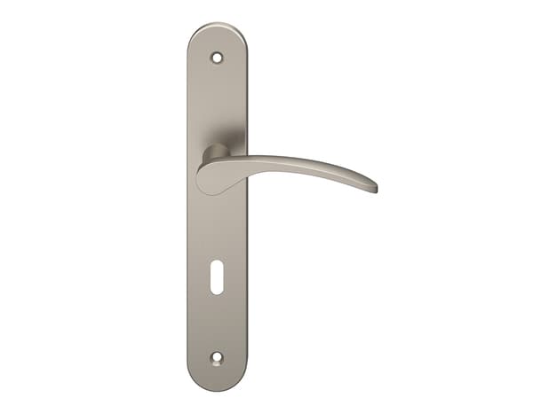 Miniature 3 de Poignée de porte "Loric" avec trou pour clé - Effet nickel - Entraxe 195 mm - Cooke and Lewis