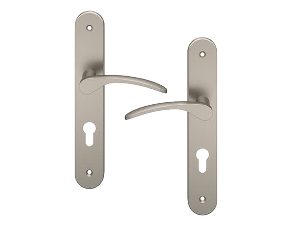 Miniature 4 de Poignée de porte "Loric" avec trou pour cylindre - Effet nickel - Entraxe 195 mm - Cooke and Lewis