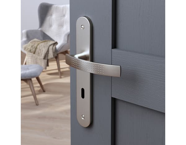 Poignée de porte "Edric" avec trou pour clé - Entraxe 195 mm - Cooke and Lewis