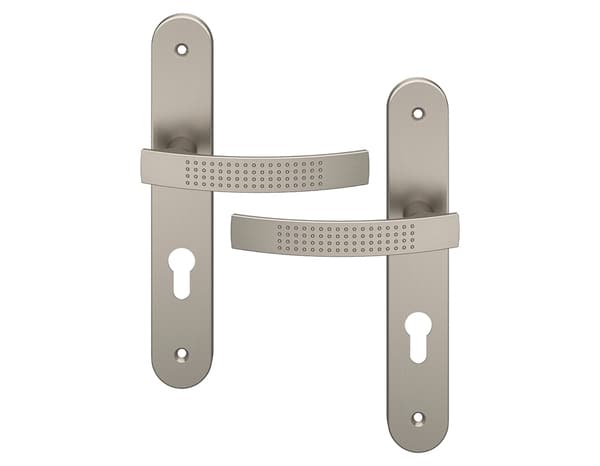 Miniature 4 de Poignée de porte "Edric" avec trou pour cylindre - Entraxe 195 mm - Cooke and Lewis