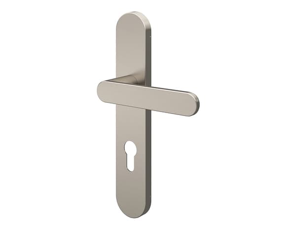 Miniature 2 de Poignée de porte "Marick" avec trou pour cylindre - Effet nickel - Entraxe adaptable 165-195 mm - Cooke and Lewis