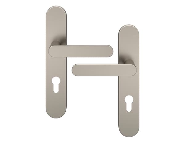 Miniature 4 de Poignée de porte "Marick" avec trou pour cylindre - Effet nickel - Entraxe adaptable 165-195 mm - Cooke and Lewis