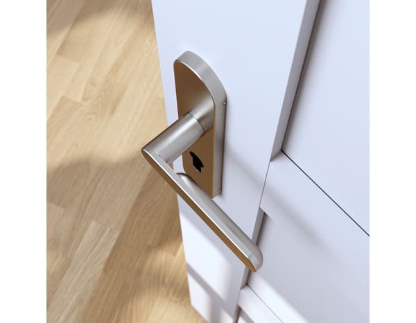 Miniature 5 de Poignée de porte "Marick" avec trou pour cylindre - Effet nickel - Entraxe adaptable 165-195 mm - Cooke and Lewis