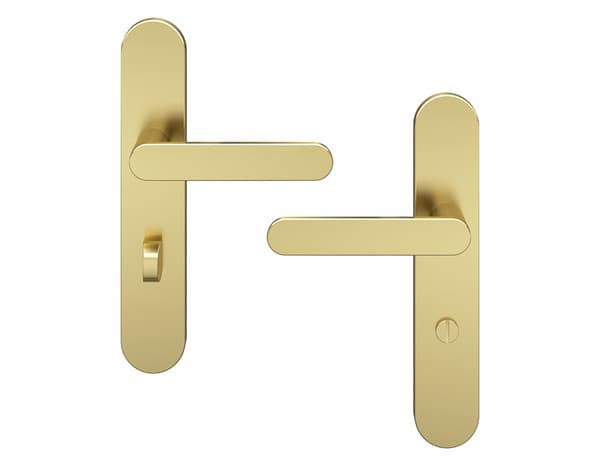 Miniature 4 de Poignée de porte "Marick" avec serrure à condamnation - Effet laiton - Entraxe adaptable 165-195 mm - Cooke and Lewis