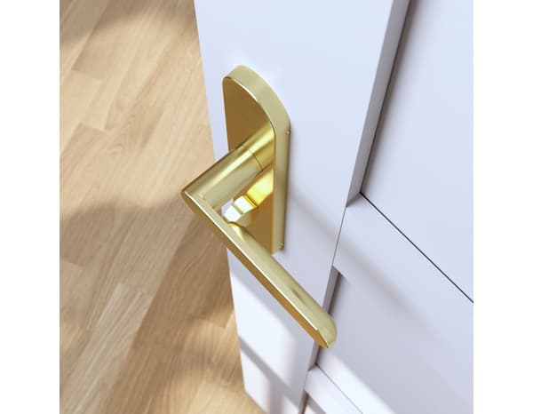 Miniature 6 de Poignée de porte "Marick" avec serrure à condamnation - Effet laiton - Entraxe adaptable 165-195 mm - Cooke and Lewis