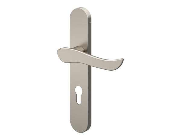 Miniature 2 de Poignée de porte "Arcles" avec trou pour cylindre - Effet nickel - Entraxe adaptable 165-195 mm - Cooke and Lewis