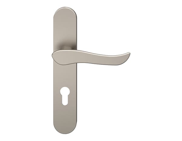 Miniature 3 de Poignée de porte "Arcles" avec trou pour cylindre - Effet nickel - Entraxe adaptable 165-195 mm - Cooke and Lewis