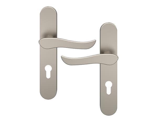 Miniature 4 de Poignée de porte "Arcles" avec trou pour cylindre - Effet nickel - Entraxe adaptable 165-195 mm - Cooke and Lewis