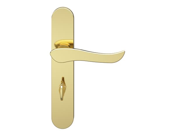 Miniature 3 de Poignée de porte "Arcles" avec serrure à condamnation - Effet laiton - Entraxe adaptable 165-195 mm - Cooke and Lewis