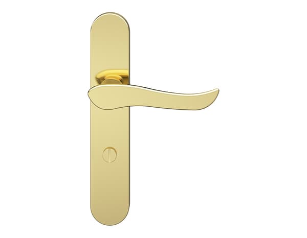 Miniature 4 de Poignée de porte "Arcles" avec serrure à condamnation - Effet laiton - Entraxe adaptable 165-195 mm - Cooke and Lewis