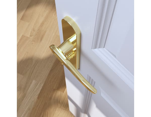 Miniature 5 de Poignée de porte "Arcles" avec serrure à condamnation - Effet laiton - Entraxe adaptable 165-195 mm - Cooke and Lewis