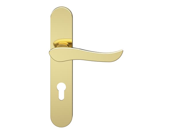 Miniature 3 de Poignée de porte "Arcles" avec trou pour cylindre - Effet laiton - Entraxe adaptable 165-195 mm - Cooke and Lewis