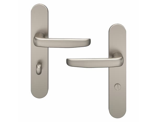 Miniature 5 de Poignée de porte "Goderic" avec serrure à condamnation - Effet nickel - Entraxe adaptable 165-195 mm - Cooke and Lewis