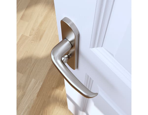 Miniature 6 de Poignée de porte "Goderic" avec serrure à condamnation - Effet nickel - Entraxe adaptable 165-195 mm - Cooke and Lewis