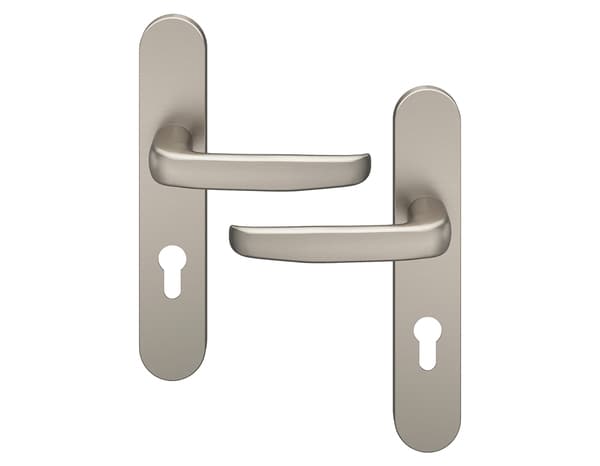 Miniature 4 de Poignée de porte "Goderic" avec trou pour cylindre - Effet nickel - Entraxe adaptable 165-195 mm - Cooke and Lewis