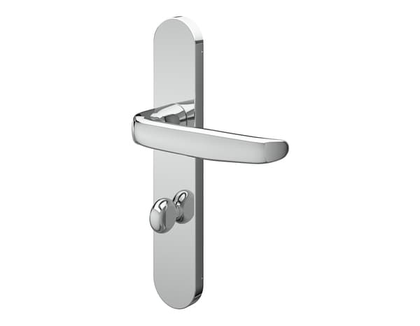 Miniature 2 de Poignée de porte "Goderic" avec serrure à condamnation - Effet chromé - Entraxe adaptable 165-195 mm - Cooke and Lewis