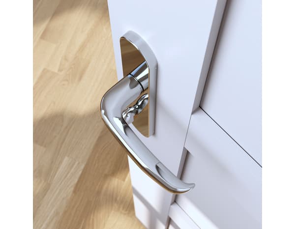 Miniature 5 de Poignée de porte "Goderic" avec serrure à condamnation - Effet chromé - Entraxe adaptable 165-195 mm - Cooke and Lewis