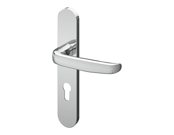 Miniature 2 de Poignée de porte "Goderic" avec trou pour cylindre - Effet chromé - Entraxe adaptable 165-195 mm - Cooke and Lewis