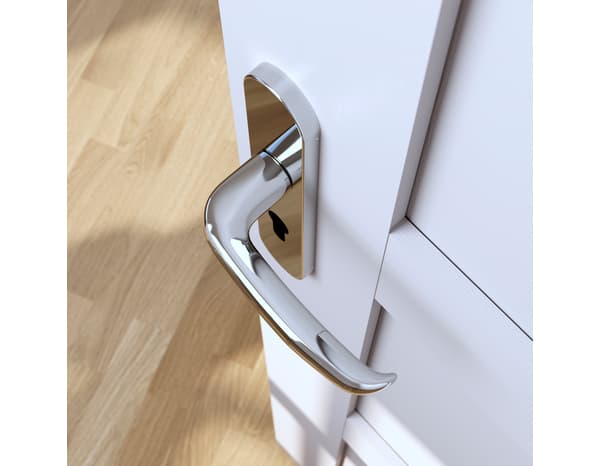 Miniature 4 de Poignée de porte "Goderic" avec trou pour cylindre - Effet chromé - Entraxe adaptable 165-195 mm - Cooke and Lewis