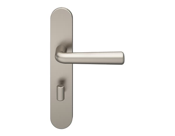 Miniature 3 de Poignée de porte "Derenic" avec serrure à condamnation - Effet nickel - Entraxe adaptable 165-195 mm - Cooke and Lewis