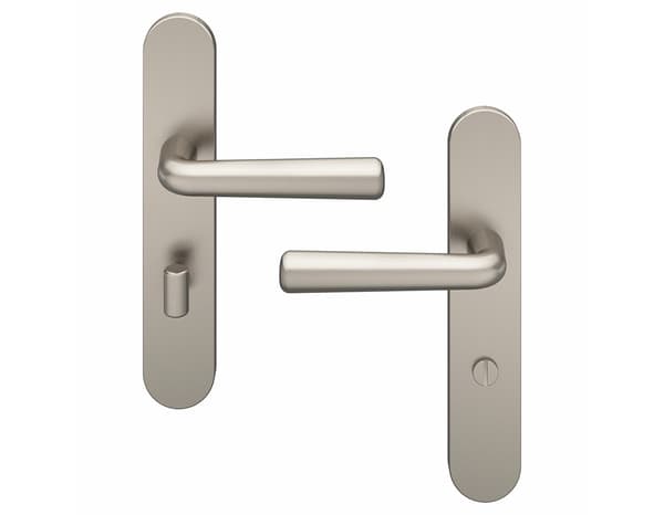 Miniature 4 de Poignée de porte "Derenic" avec serrure à condamnation - Effet nickel - Entraxe adaptable 165-195 mm - Cooke and Lewis