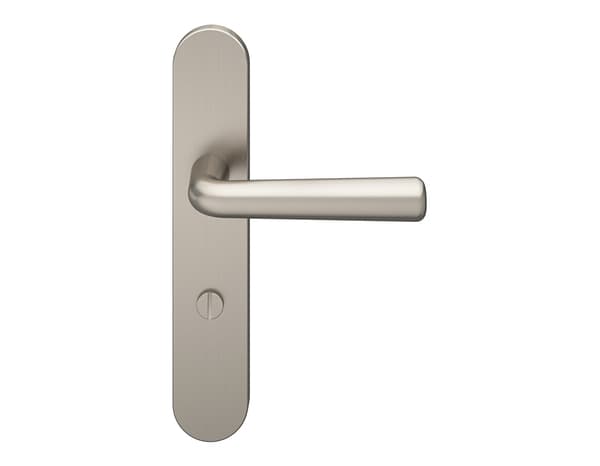 Miniature 5 de Poignée de porte "Derenic" avec serrure à condamnation - Effet nickel - Entraxe adaptable 165-195 mm - Cooke and Lewis