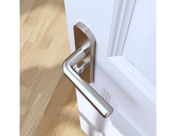 Miniature 6 de Poignée de porte "Derenic" avec serrure à condamnation - Effet nickel - Entraxe adaptable 165-195 mm - Cooke and Lewis