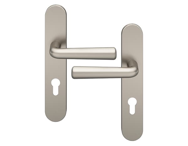 Miniature 4 de Poignée de porte "Derenic" avec trou pour cylindre - Effet nickel - Entraxe adaptable 165-195 mm - Cooke and Lewis