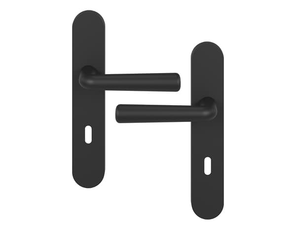 Miniature 4 de Poignée de porte "Derenic" avec trou pour clé - Noir - Entraxe adaptable 165-195 mm - Cooke and Lewis