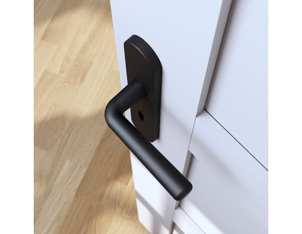 Miniature 5 de Poignée de porte "Derenic" avec trou pour clé - Noir - Entraxe adaptable 165-195 mm - Cooke and Lewis