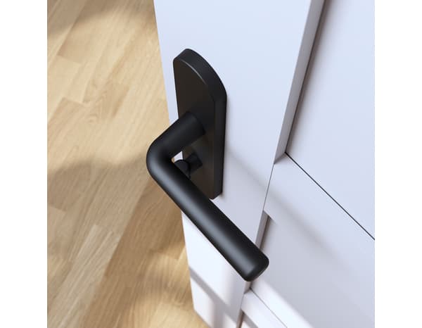 Miniature 6 de Poignée de porte "Derenic" avec serrure à condamnation - Noir - Entraxe adaptable 165-195 mm - Cooke and Lewis