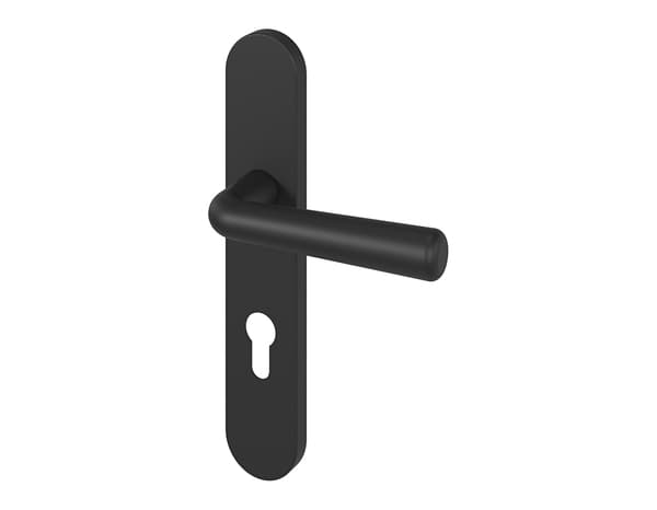 Miniature 2 de Poignée de porte "Derenic" avec trou pour cylindre - Noir - Entraxe adaptable 165-195 mm - Cooke and Lewis