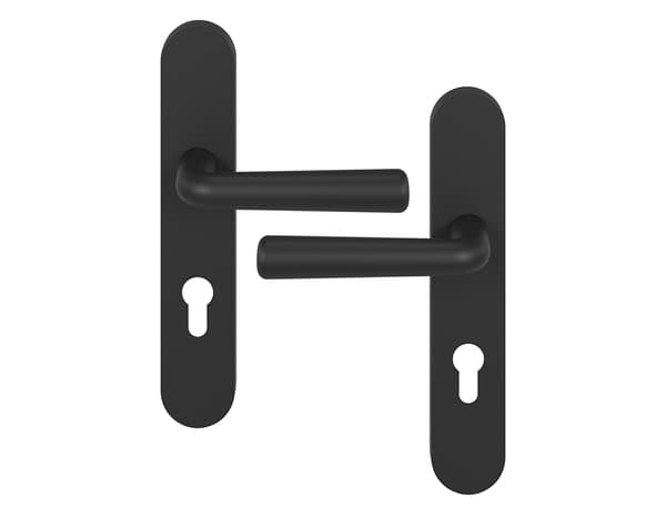 Miniature 4 de Poignée de porte "Derenic" avec trou pour cylindre - Noir - Entraxe adaptable 165-195 mm - Cooke and Lewis