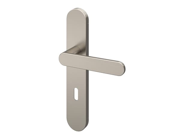 Miniature 2 de Poignée de porte "Marick" avec trou pour clé - Effet nickel - Entraxe adaptable 165-195 mm - Cooke and Lewis