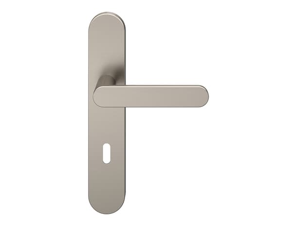 Miniature 3 de Poignée de porte "Marick" avec trou pour clé - Effet nickel - Entraxe adaptable 165-195 mm - Cooke and Lewis