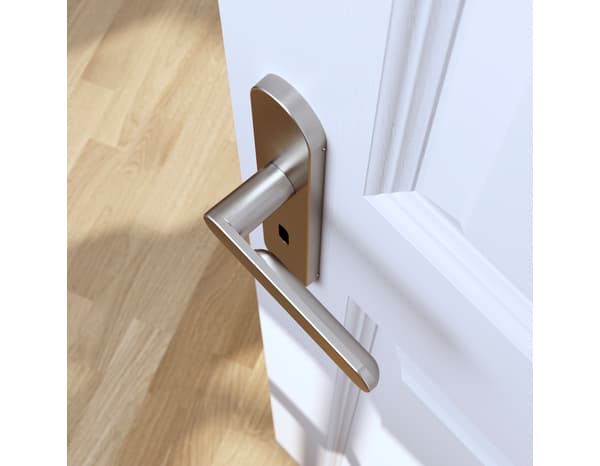 Miniature 5 de Poignée de porte "Marick" avec trou pour clé - Effet nickel - Entraxe adaptable 165-195 mm - Cooke and Lewis