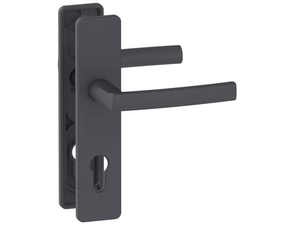 Miniature 2 de Ensemble poignée de porte "Koya" avec trou pour cylindre - Entraxe 195 mm - Assa Abloy