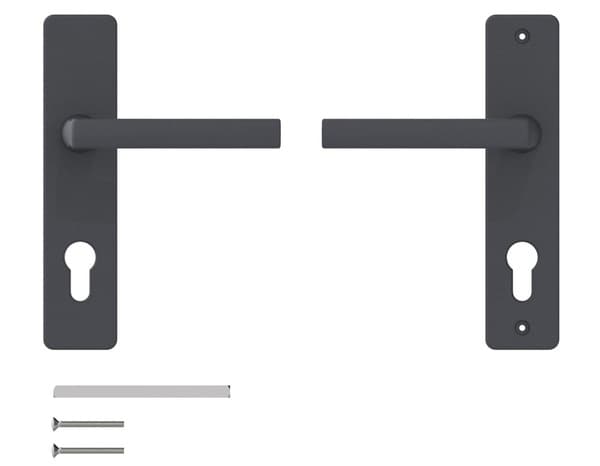Miniature 3 de Ensemble poignée de porte "Koya" avec trou pour cylindre - Entraxe 195 mm - Assa Abloy