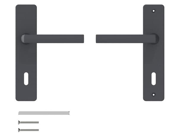 Miniature 3 de Ensemble poignée de porte "Koya" avec trou pour clé - Entraxe 195 mm - Assa Abloy