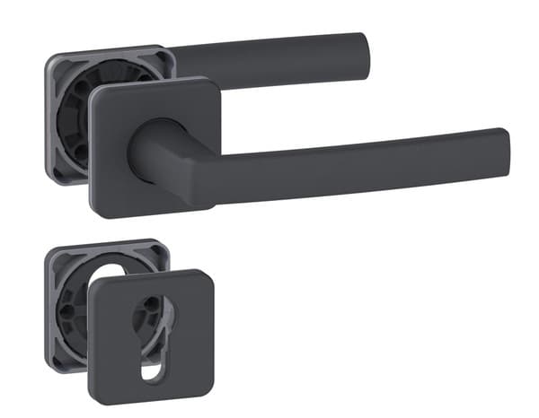 Miniature 2 de Poignée de porte sur rosace "Koya" avec trou pour cylindre - Entraxe 24 mm - Assa Abloy