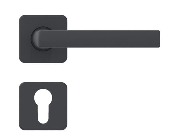 Miniature 3 de Poignée de porte sur rosace "Koya" avec trou pour cylindre - Entraxe 24 mm - Assa Abloy