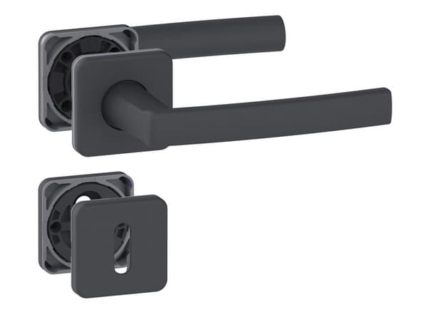 Miniature 2 de Poignée de porte sur rosace "Koya" avec trou pour clé - Entraxe 24 mm - Assa Abloy