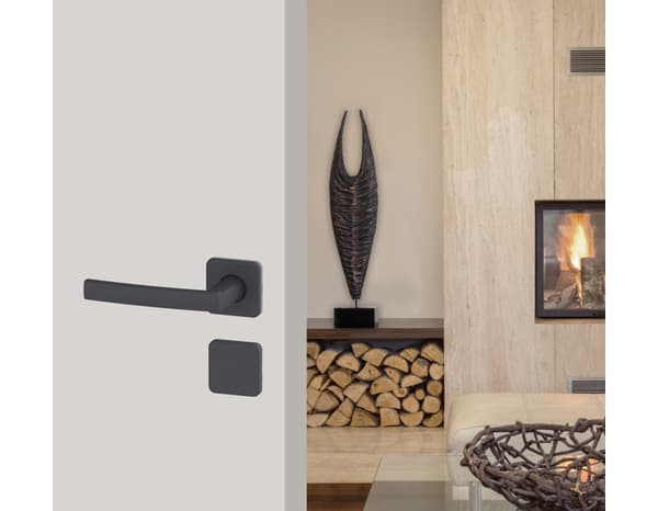 Poignée de porte sur rosace "Koya" - avec serrure à condamnation - Entraxe 24 mm - Assa Abloy - Assa Abloy