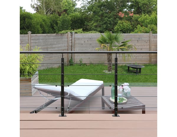 Miniature 3 de Kit balustrade à plat aluminium noir "Jorun" H. 1 m x L. 2 m - GEOM