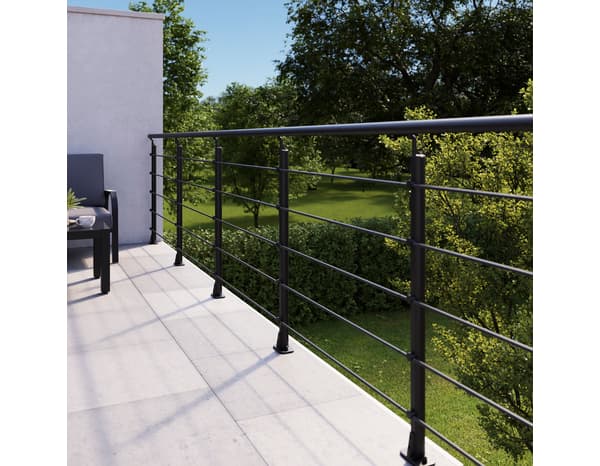 Miniature 6 de Kit balustrade à plat aluminium noir "Jorun" H. 1 m x L. 2 m - GEOM