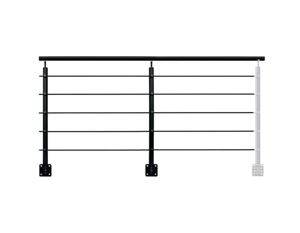 Miniature 2 de Kit balustrade latérale aluminium noir "Jorun"  H. 1,17 m x L. 2 m - GEOM