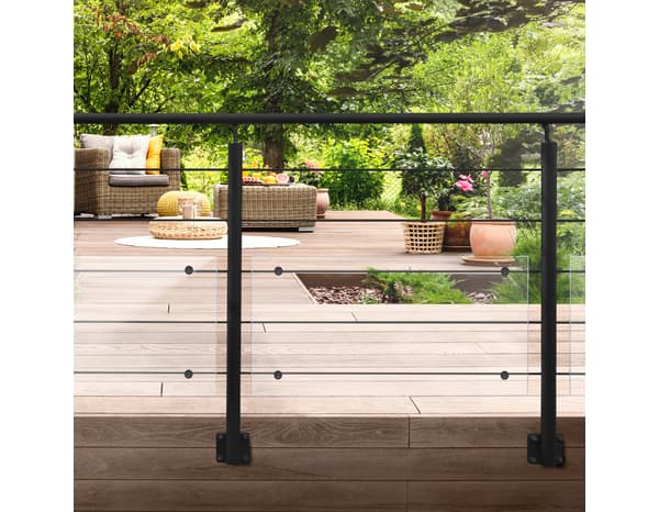 Miniature 3 de Kit balustrade latérale aluminium noir "Jorun"  H. 1,17 m x L. 2 m - GEOM